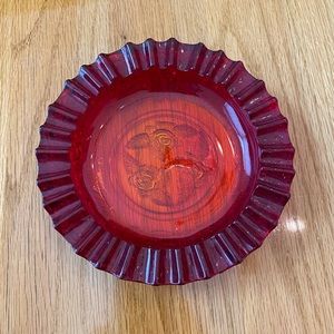 Vintage Red Glass Ashtray